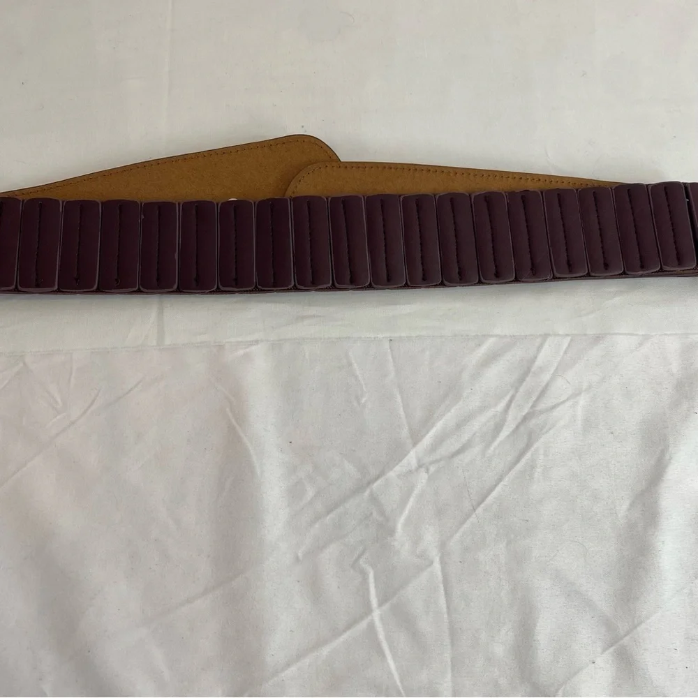 Purple Wide Stretch Waist Belt with Silver O-Ring Buckle